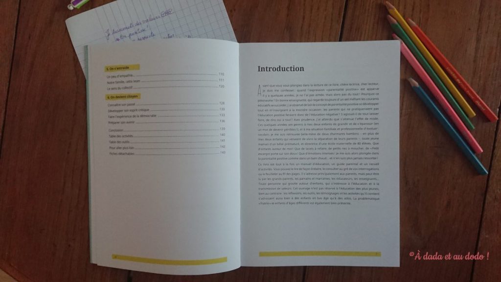 Sommaire du livre "Je transmets des valeurs positives"